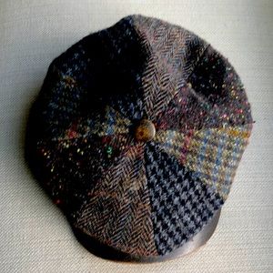Wigens 100% Wool Newsboy Cap / Hat Multicolor Patchwork Size 59